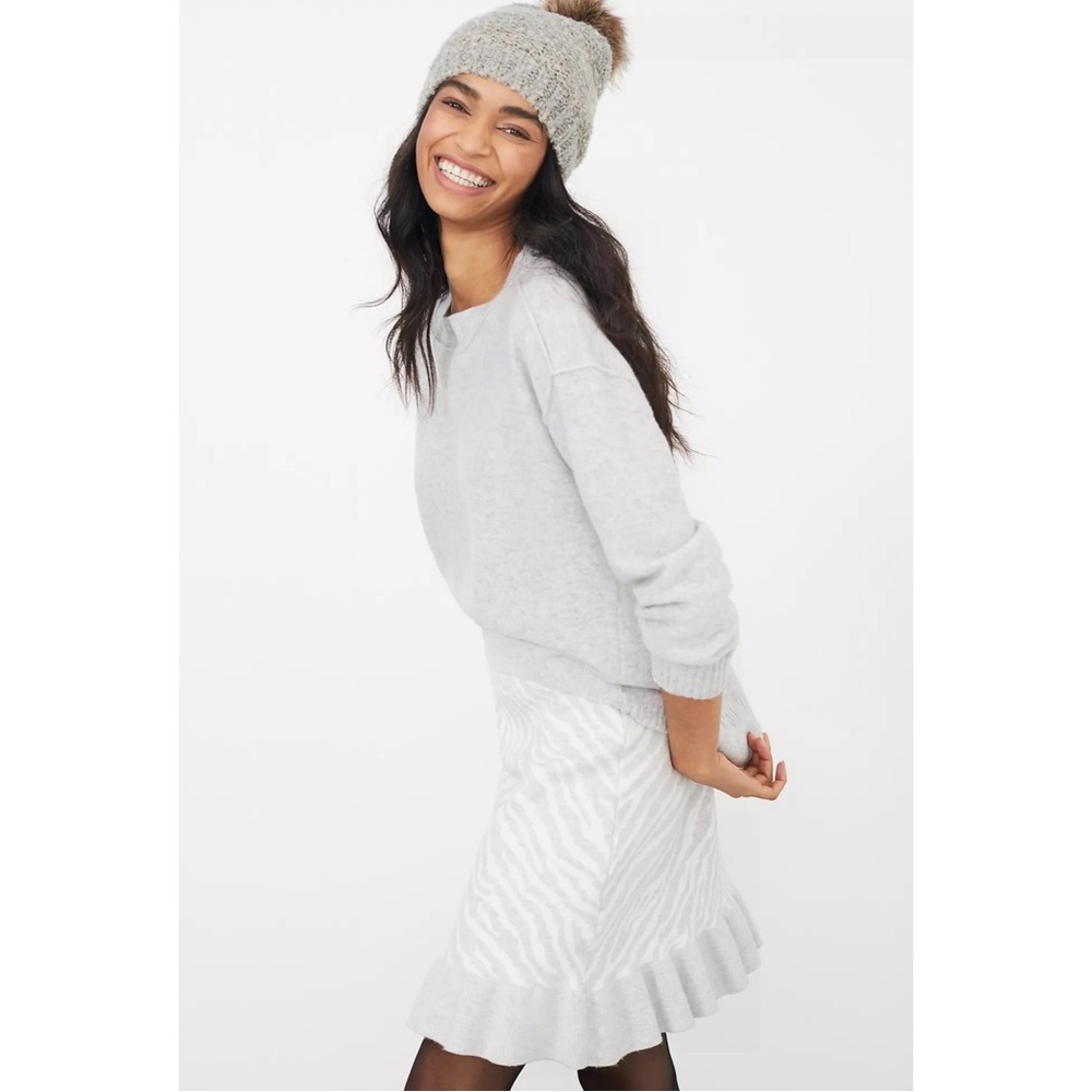 Anthropologie Dolan Left Coast Zebra Ruffled Knit Mini Skirt NWT SZ 1X - Picture 2 of 15